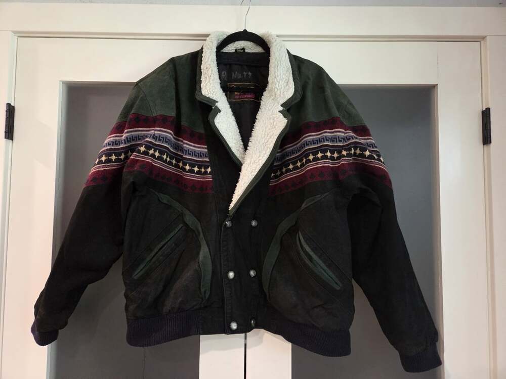 Vintage Euro Top Mond of California Suede Sherpa Jacket Aztec Fair Isle Size XXL
